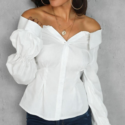 Women's Casual Blouse with Lantern Sleeve - Wnkrs