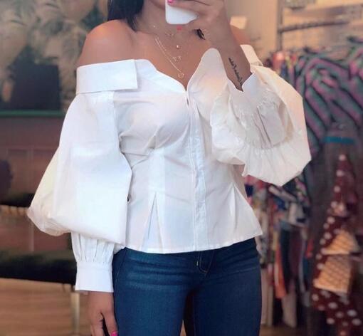 Women's Casual Blouse with Lantern Sleeve - Wnkrs