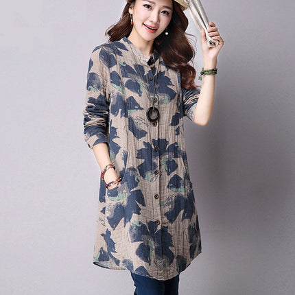 Women's Fashion Floral Printed Long Shirt - Wnkrs