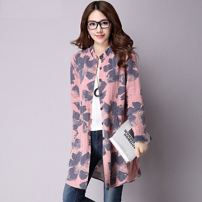 Women's Fashion Floral Printed Long Shirt - Wnkrs