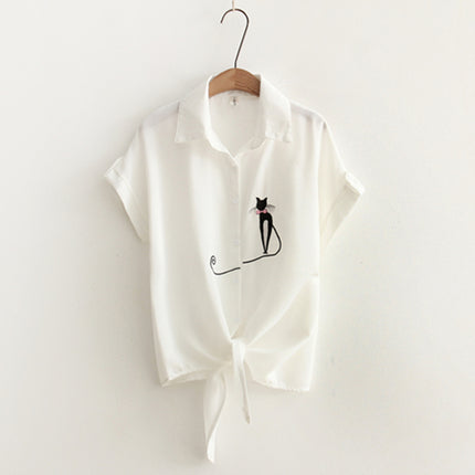 Women's Casual Blouse With Floral Embroidery - Wnkrs
