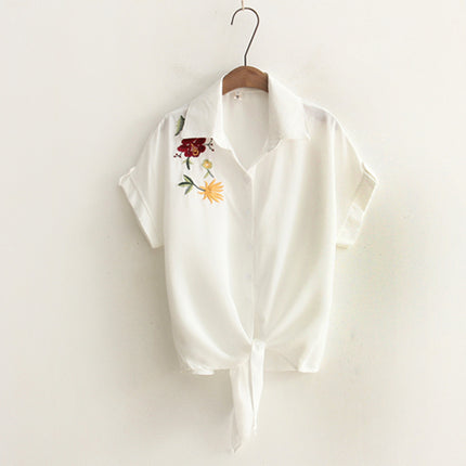 Women's Casual Blouse With Floral Embroidery - Wnkrs
