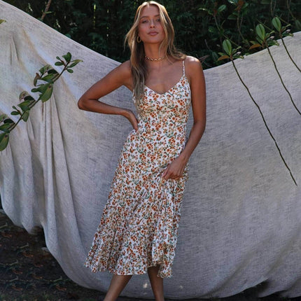 Boho Floral Linen Women's Dress - Wnkrs