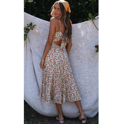 Boho Floral Linen Women's Dress - Wnkrs
