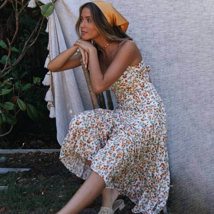 Boho Floral Linen Women's Dress - Wnkrs