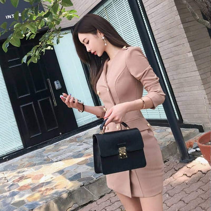 Double Breasted Solid Dress for Women - Wnkrs