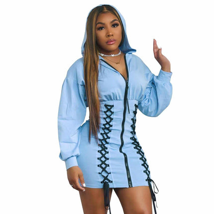 Hooded Dresses with Zipper - Wnkrs