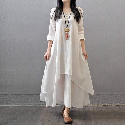 Women's Boho Linen Maxi Dress - Wnkrs