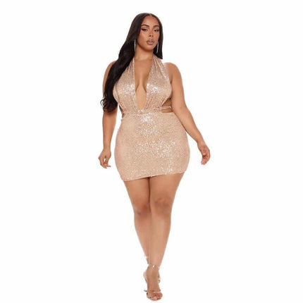 Fashion V Neck Sequin Dress - Wnkrs
