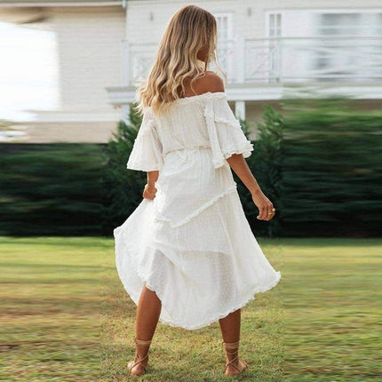 Freedom White Off shoulder Midi Dress for Women - Wnkrs