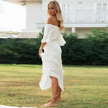 Freedom White Off shoulder Midi Dress for Women - Wnkrs