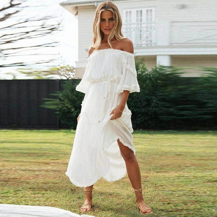 Freedom White Off shoulder Midi Dress for Women - Wnkrs