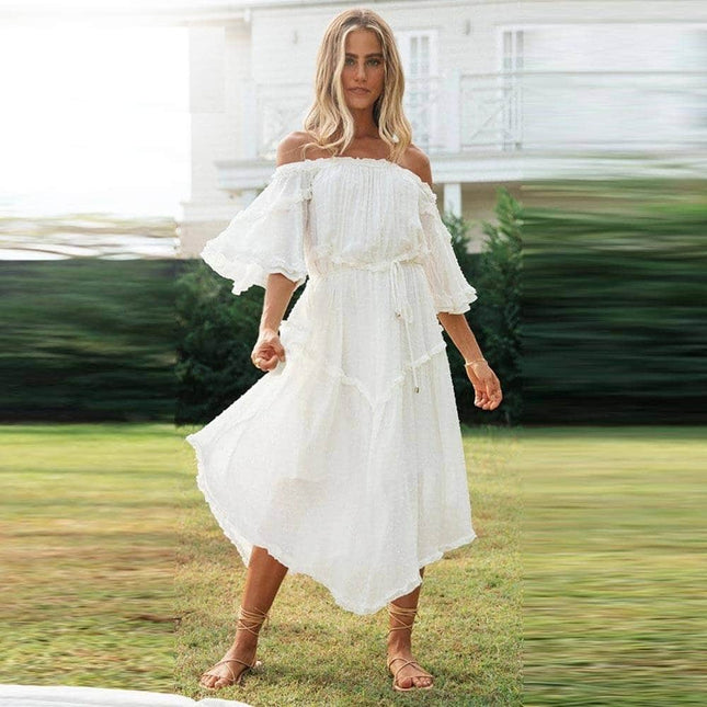 Freedom White Off shoulder Midi Dress for Women - Wnkrs