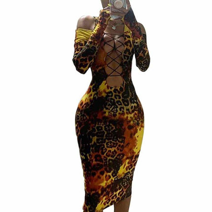 Full Sleeves Leopard Printed Dress for Women - Wnkrs