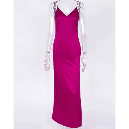 High-Waisted Maxi Satin Dress for Women - Wnkrs