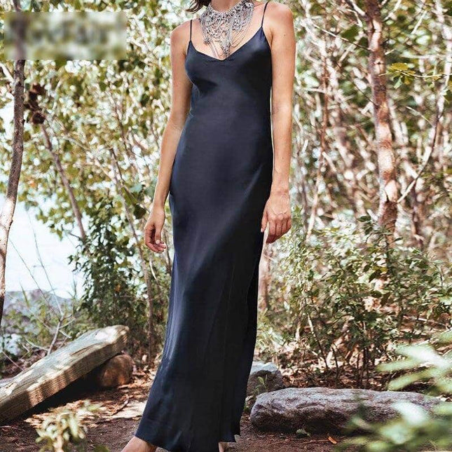High-Waisted Maxi Satin Dress for Women - Wnkrs