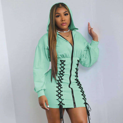 Hooded Dresses with Zipper - Wnkrs