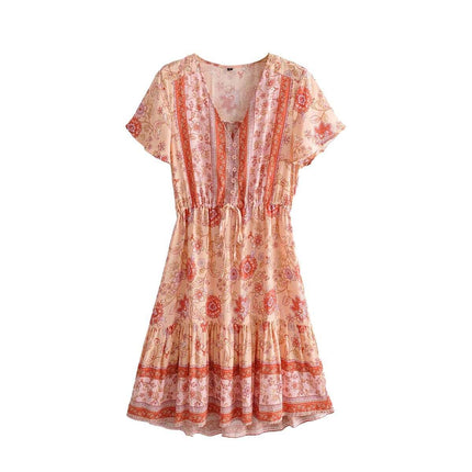 Lover V-Neck Women's Mini Dress with Short Sleeves - Wnkrs