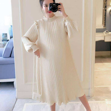 Maternity Chiffon Pleated Dress - Wnkrs