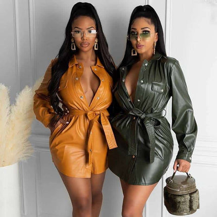 Plus Size PU Leather Dress - Wnkrs