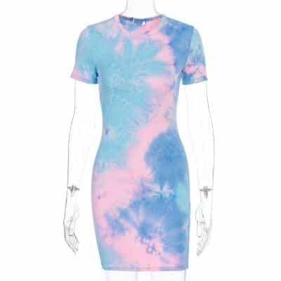 Rainbow Neon Tye Dye Mini Dress for Women - Wnkrs