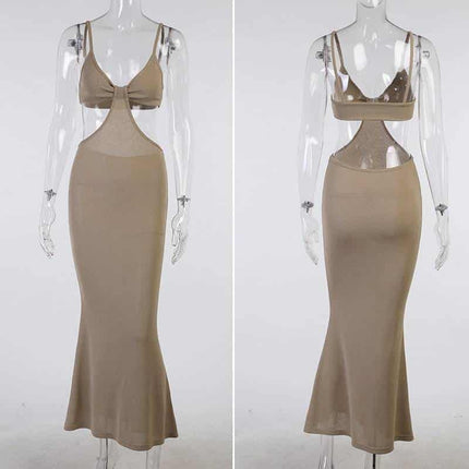 Sexy Backless  Maxi Dress with Spaghetti Straps and Cutouts - Wnkrs