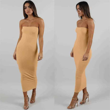 Sexy Strapless Long Bodycon Dress for Women - Wnkrs