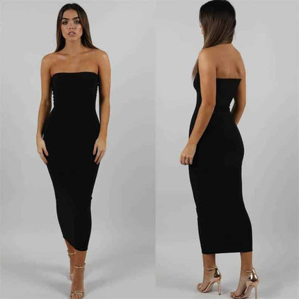 Sexy Strapless Long Bodycon Dress for Women - Wnkrs