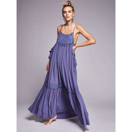 Solid Blue Maxi Dress for Women - Wnkrs