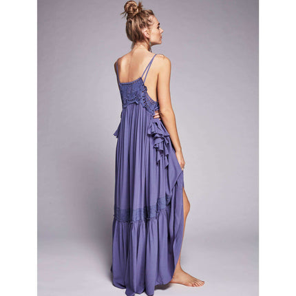 Solid Blue Maxi Dress for Women - Wnkrs