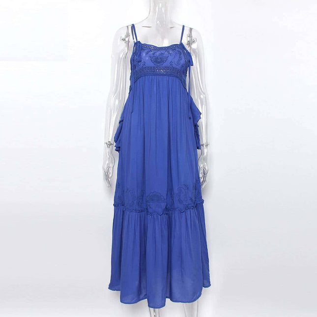 Solid Blue Maxi Dress for Women - Wnkrs