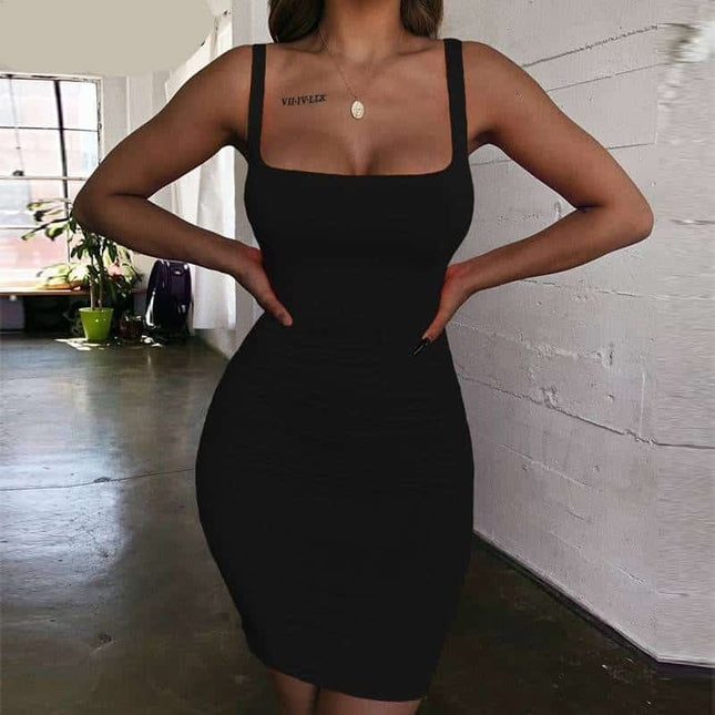 Spaghetti Strap Simple Women's Bodycon Dress - wnkrs