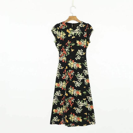 Summer Casual Flower Printed Round Neck Dress - Wnkrs
