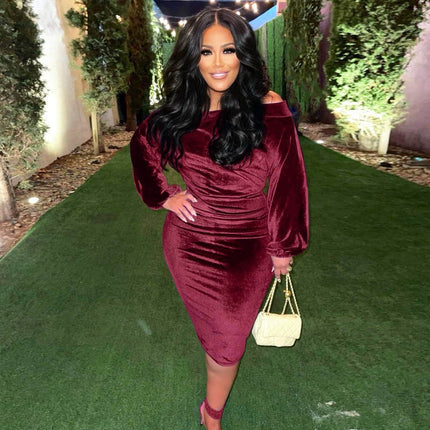 Velvet Full Sleeve Bodycon Dress - Wnkrs