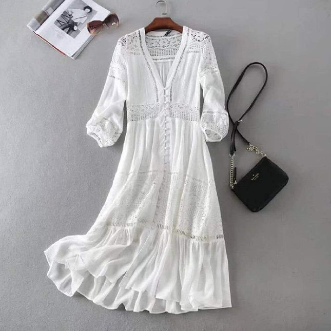 Vintage Lace Women's Dress in White - Wnkrs