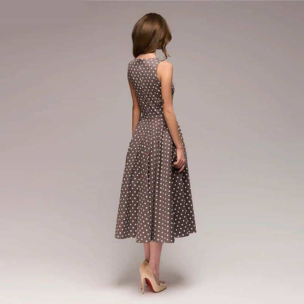 Vintage O-Neck Women's Midi Dress - Wnkrs