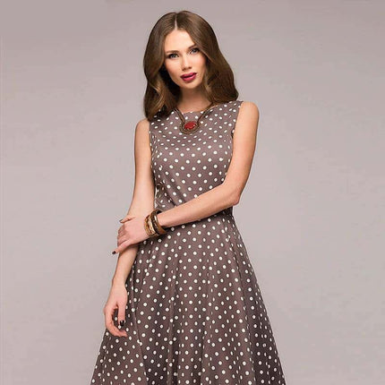 Vintage O-Neck Women's Midi Dress - Wnkrs
