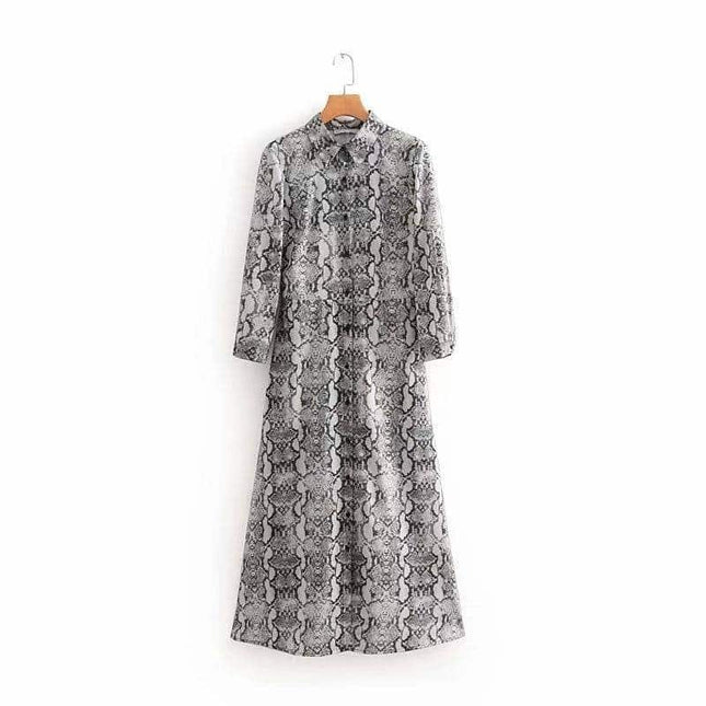 Women' Retro Snake Patterned Long Dress - Wnkrs