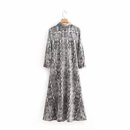 Women' Retro Snake Patterned Long Dress - Wnkrs