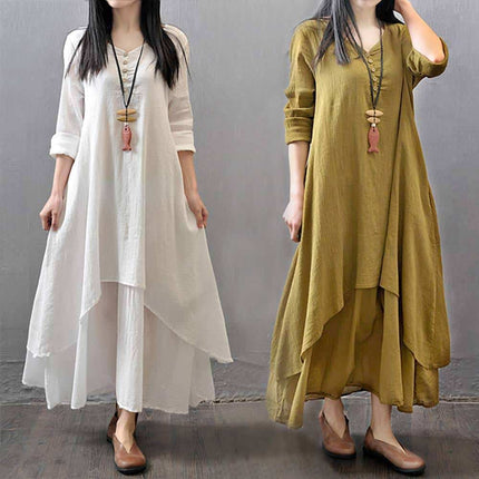 Women's Boho Linen Maxi Dress - Wnkrs