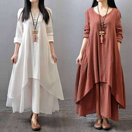 Women's Boho Linen Maxi Dress - Wnkrs