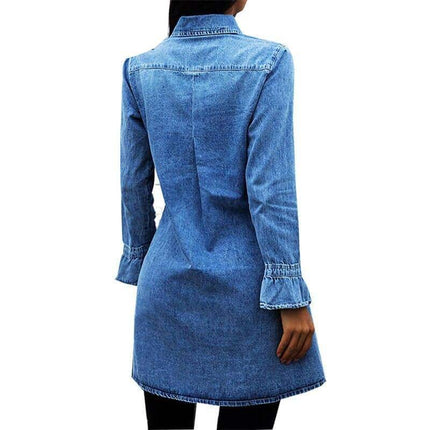 Women's Casual Style Denim Shirt Dress - Wnkrs