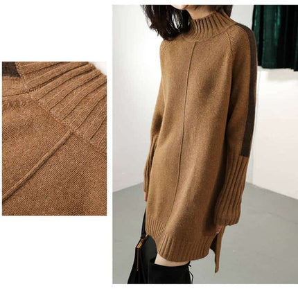 Women's Contrast Sleeve Knitted Dress - Wnkrs