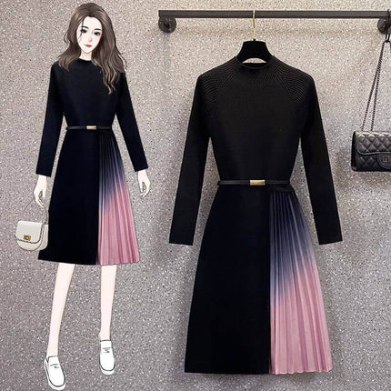 Women's Gradient Color Pleated Dress - Wnkrs