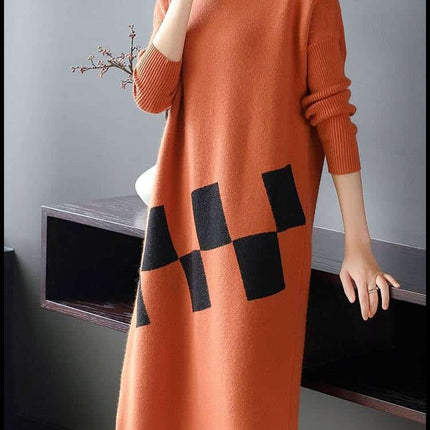 Women's Knitted Orange Dress - Wnkrs