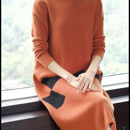 Women's Knitted Orange Dress - Wnkrs
