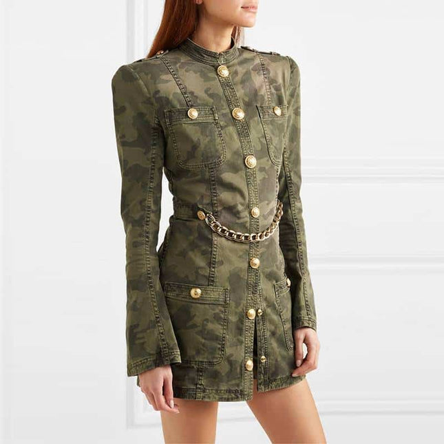 Women's Military Style Mini Dress - Wnkrs