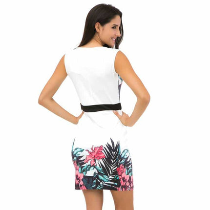 Women's O-Neck Sleeveless Floral Printed Dress - Wnkrs