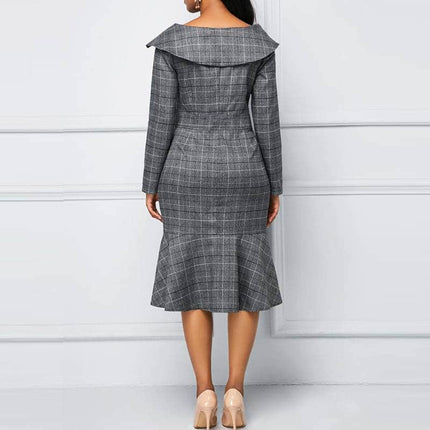 Women's Office Pencil Plaided Dress - Wnkrs