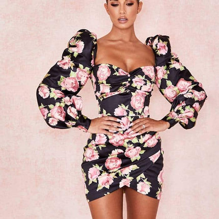 Women's Rose Printed Mini Dress - Wnkrs